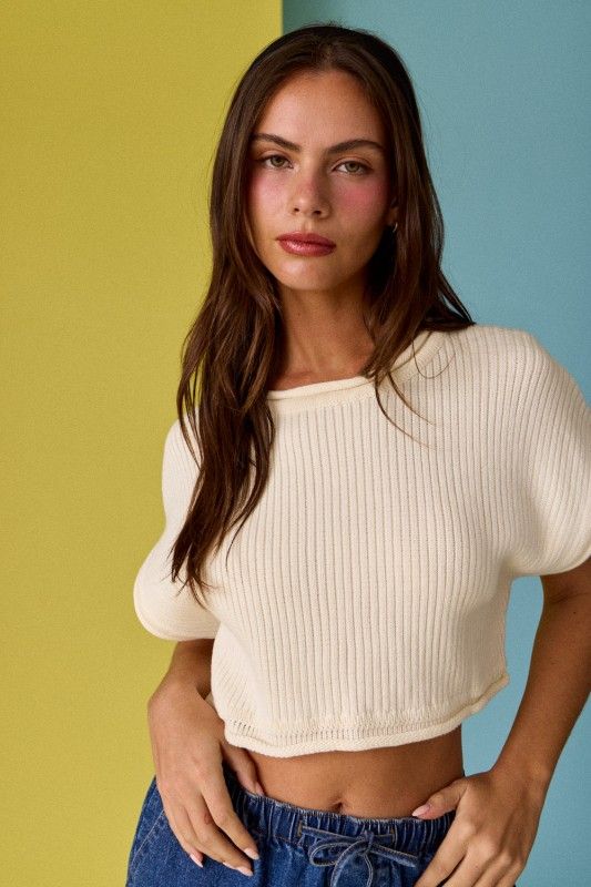 Riley Ribbed Sweater-Cream