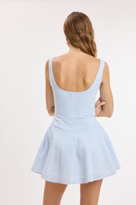 Sweet Stripe Boatneck Dress-Blue