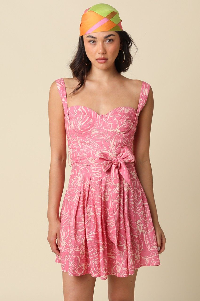 Frida Floral Tie Waist Mini Dress 