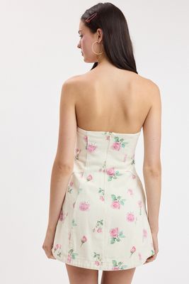Ditsy Bow Mini Denim Dress
