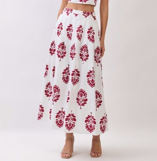 Red Floral Maxi Skirt