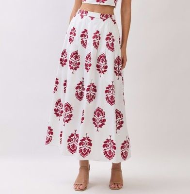 Red Floral Maxi Skirt