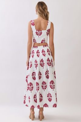 Red Floral Maxi Skirt