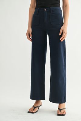 Navy Patch Pocket Wide Leg