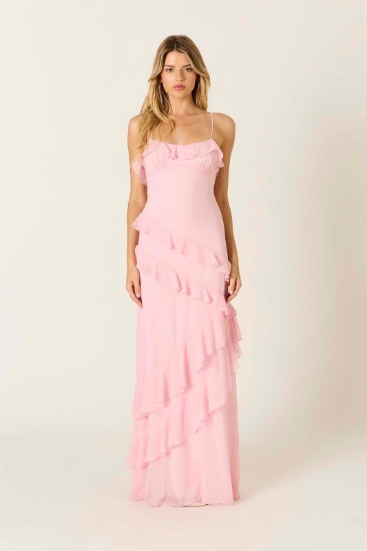 Caden Pink Ruffle Maxi