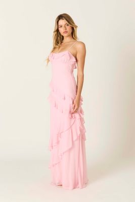 Caden Pink Ruffle Maxi