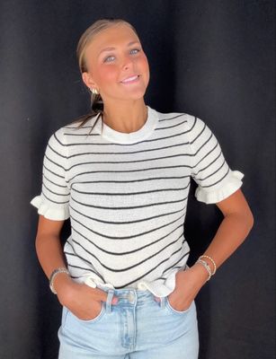 Charming Stripe Sweater-Blk