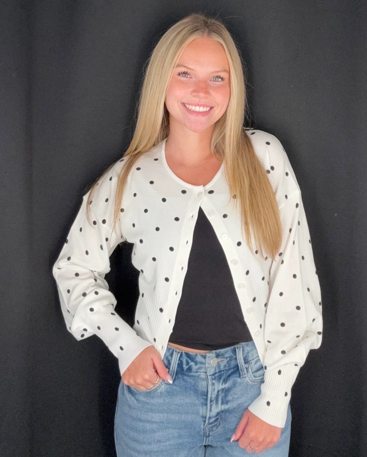 Wht Dotty Cardi