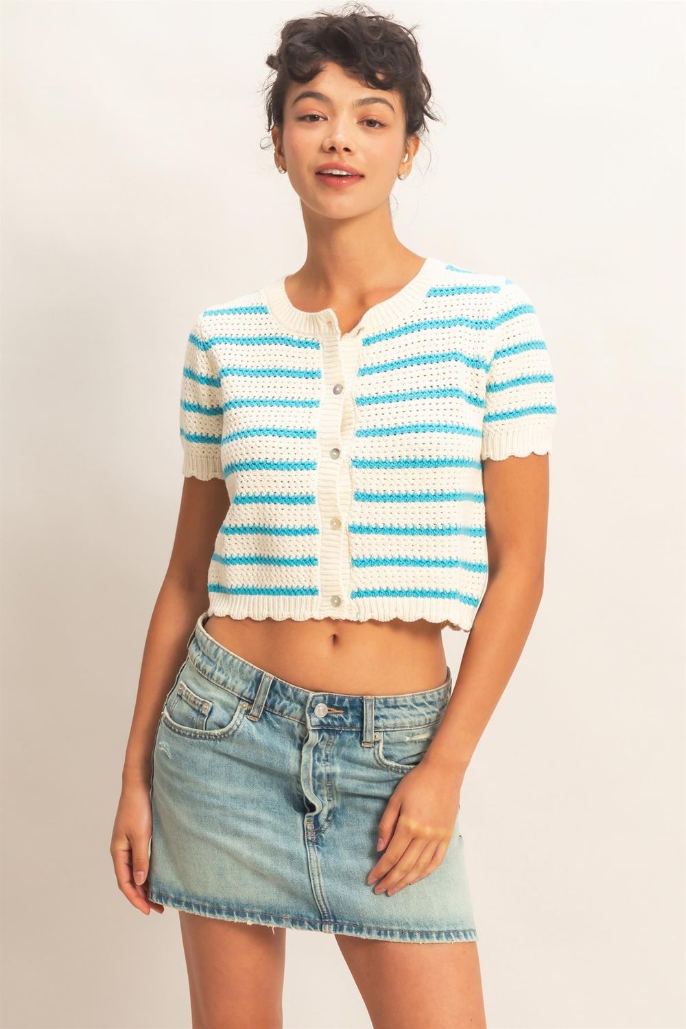 Turq Stripe Cardi