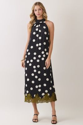 Dotty Lace Halter Maxi