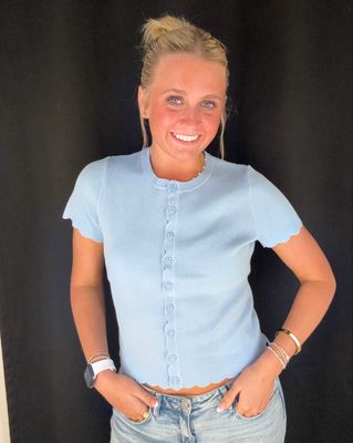 Scallop Cardi-Blue