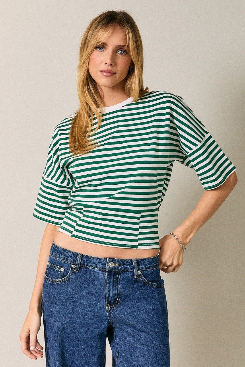Lola Stripe Tee-Green