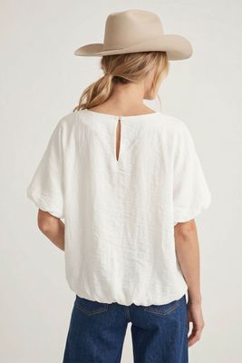 Wide Neck Bubble Hem-Wht