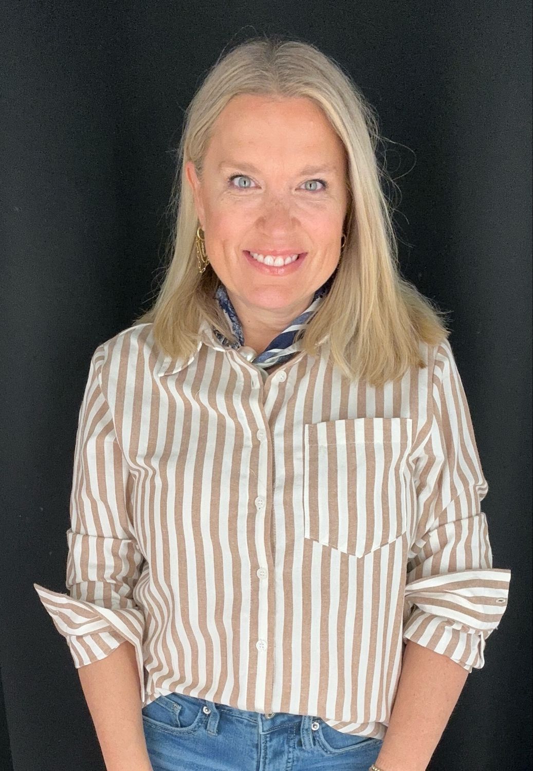 Amy Stripe Top-Taupe