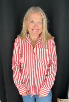 Amy Stripe Top-Red