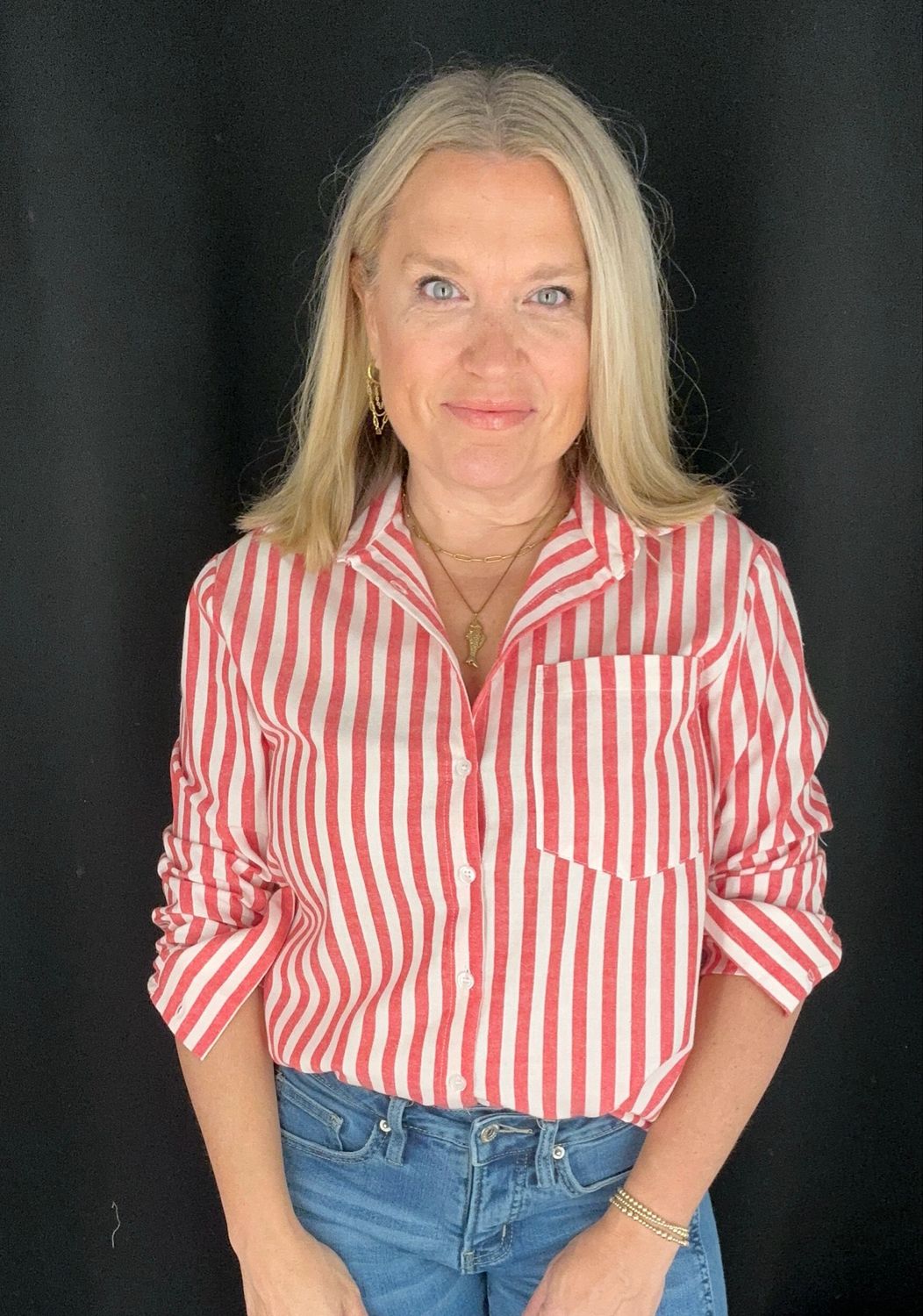 Amy Stripe Top-Red