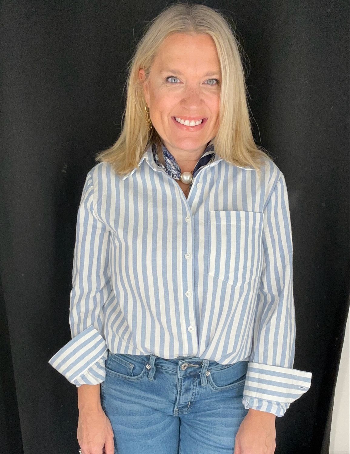 Amy Stripe Top-Blue
