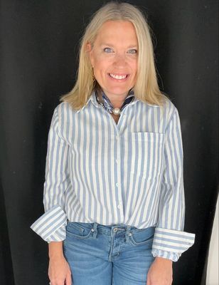 Amy Stripe Top-Blue