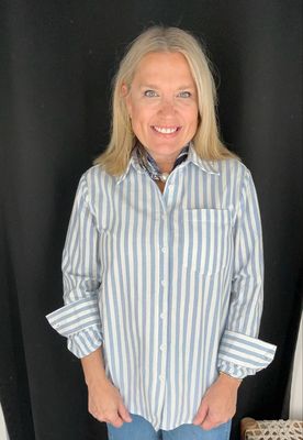 Amy Stripe Top-Blue