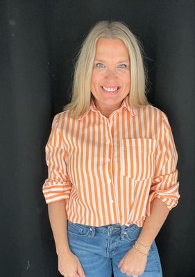 Amy Stripe Top-Orange