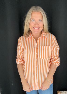 Amy Stripe Top-Orange
