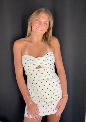 Twisty Front Dot Dress