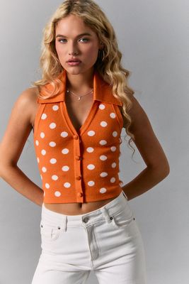 Dotty Sweater Top-Orange