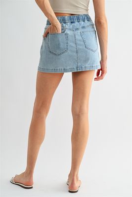 Light Drawstring Denim Mini