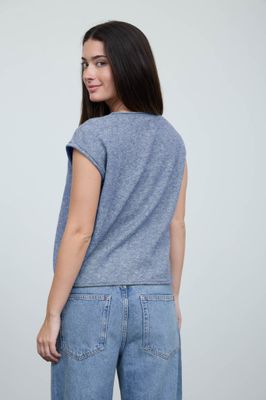 Button Up Sweater Vest-Blue