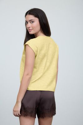 Button Up Sweater Vest-Yellow