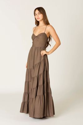 Kandi Twist Front Maxi-Brown