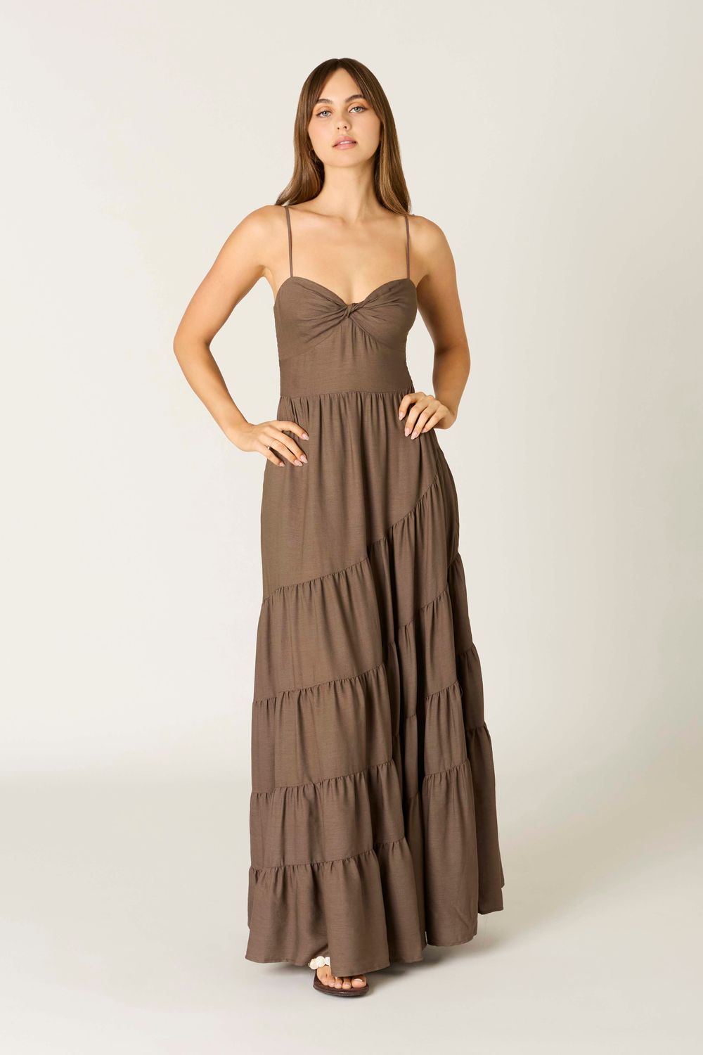 Kandi Twist Front Maxi-Brown