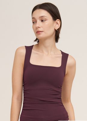 Shirred Side Tank-Maroon