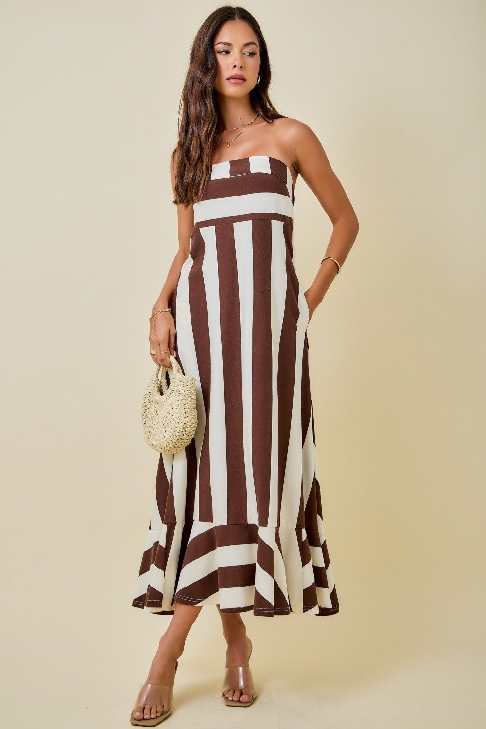 Amy Stripe Maxi-Brown