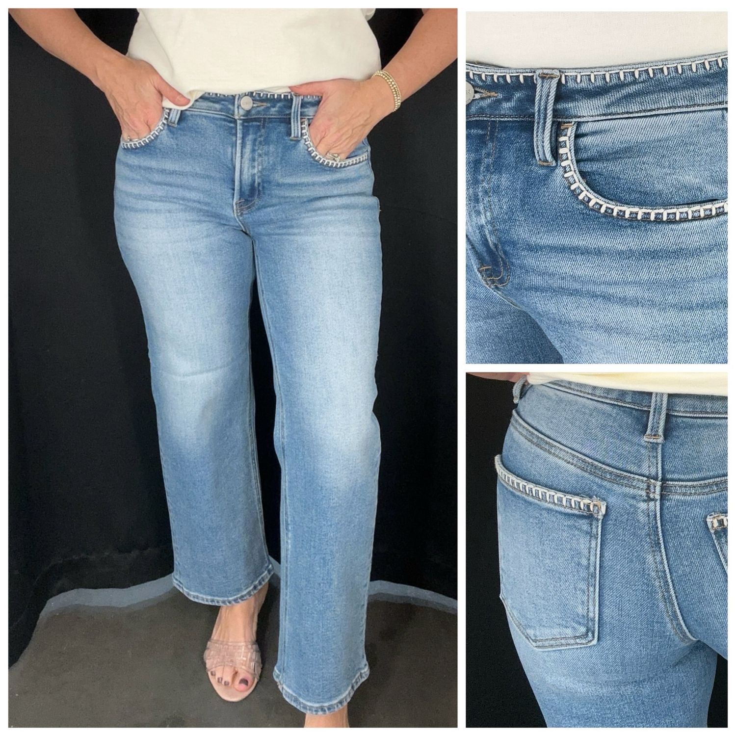 Whipstitch Wide Leg Jean