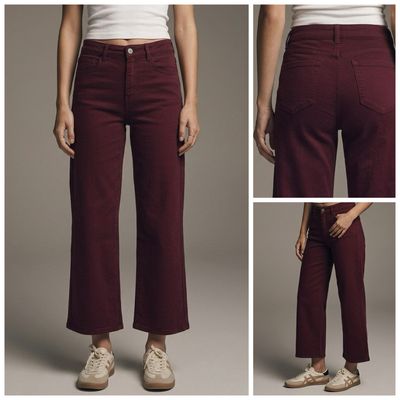 Maroon Wide Leg Jeans