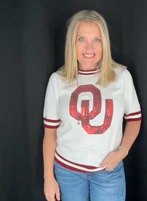OU Sequin Varsity Sweater