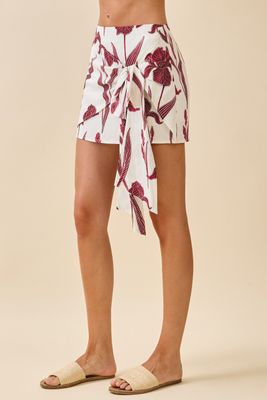 Red Floral A Symetrical Skirt