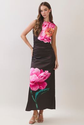 Chocolate Floral Open Back Dress