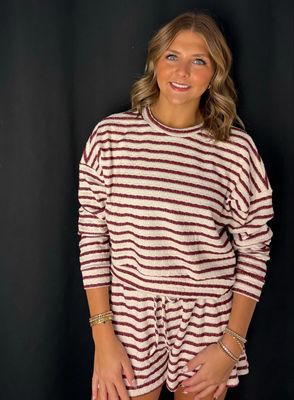 Blake Stripe Set-Maroon