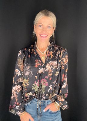 Jungle Days Silky Blouse-Blk