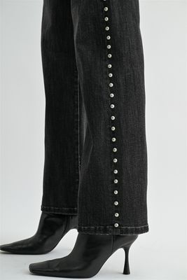 Black Studded Wide Leg