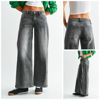 Grey Lo Rise Baggy Jean