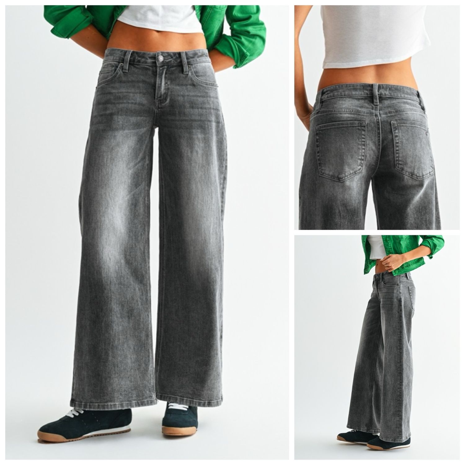 Grey Lo Rise Baggy Jean