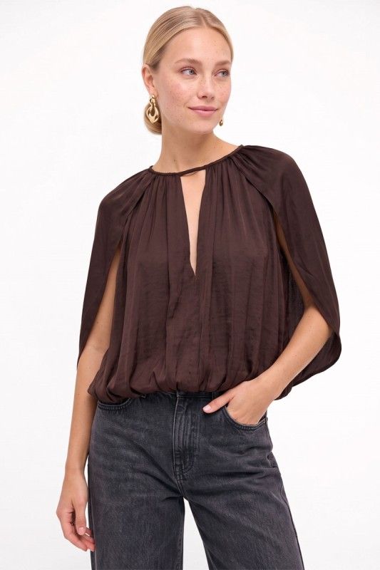 Callie Cape Top-Brown
