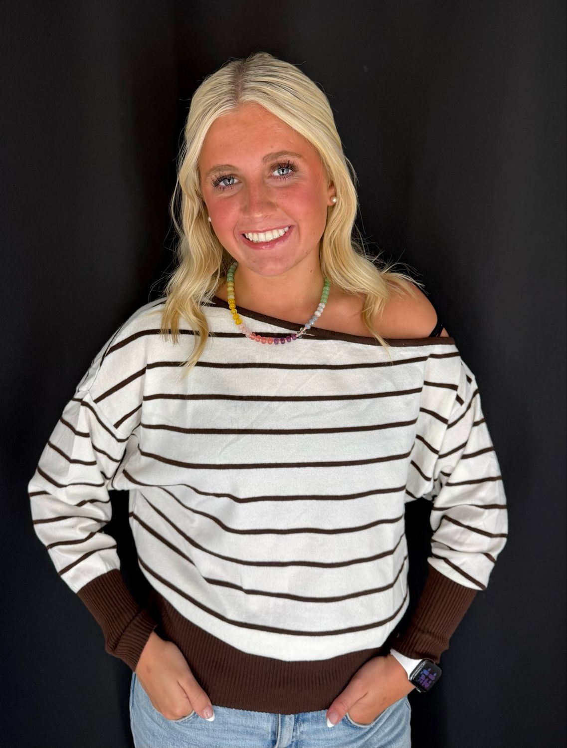 Olivia Off Shoulder Sweater-Choc