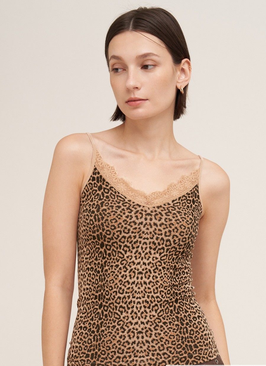 Leopard Lace Cami-Tan