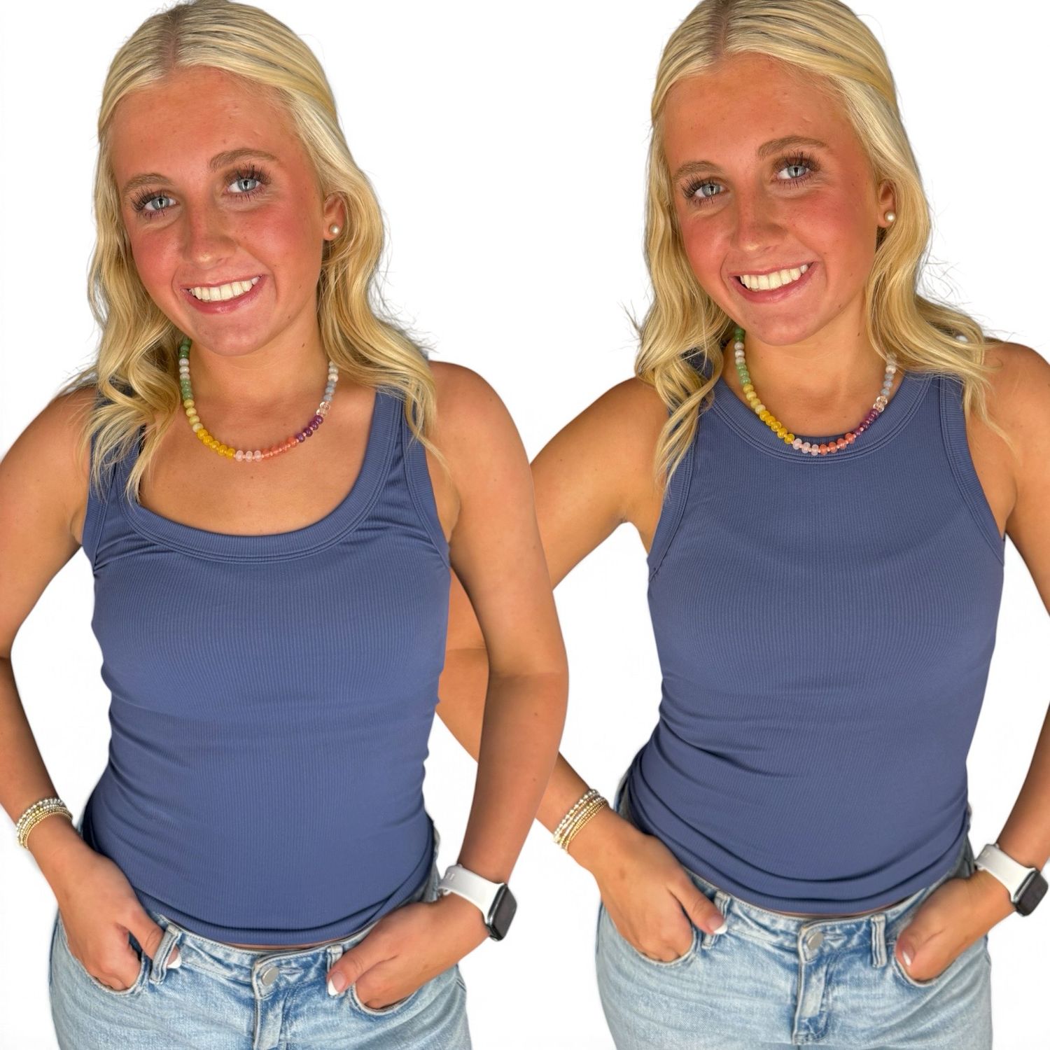 Two Way Long Tank-Navy