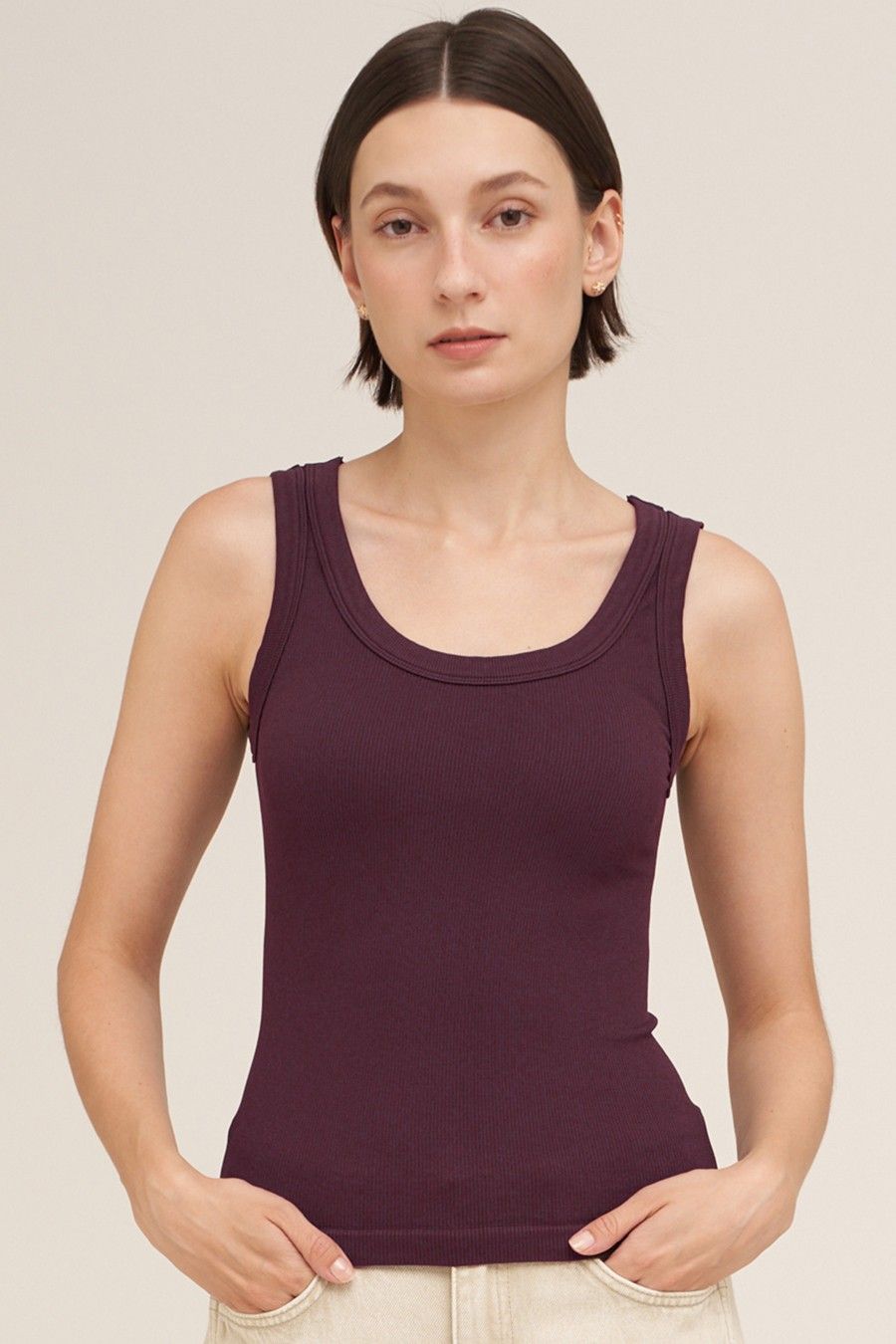 Two Way Long Tank-Maroon