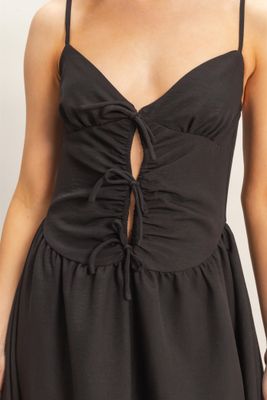 Tied Up Black Midi Dress